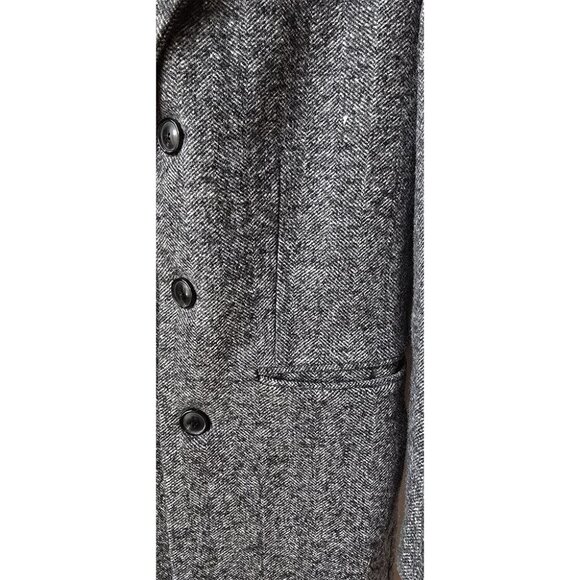 Banana Republic x Emmetex Black and White Herringbone Wool Lined Topcoat XS 0 2 - Picture 3 of 10